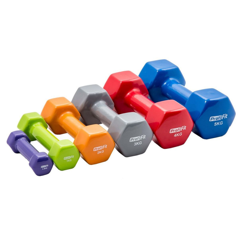 Гантель в виниловой оболочке, шестигранник 3 кг, серая PROFI-FIT