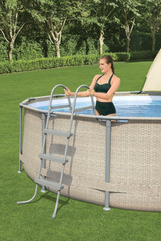 Каркасный бассейн Bestway Power Steel 396x107см 11133л, фил.-насос 2006л/ч, лестн., тент, попл.-доз., навес