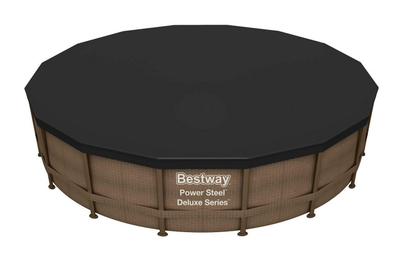 Каркасный бассейн Bestway Power Steel 488х122см "Ротанг" 19480л, фил.-нас. 5678л/ч, лестн., тент, попл.-доз.