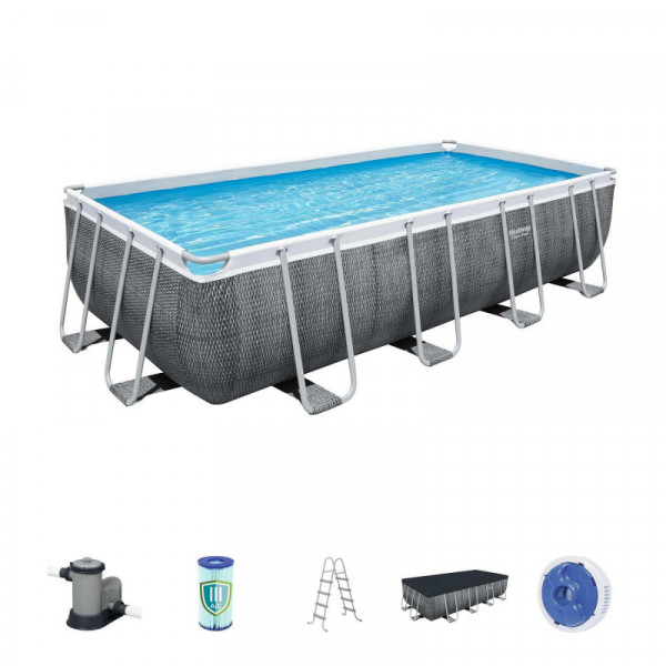 Каркасный бассейн Bestway Power Steel 549х274х122см, 14812л, фил-насос 5678л/ч, лестница, тент, попл-доз