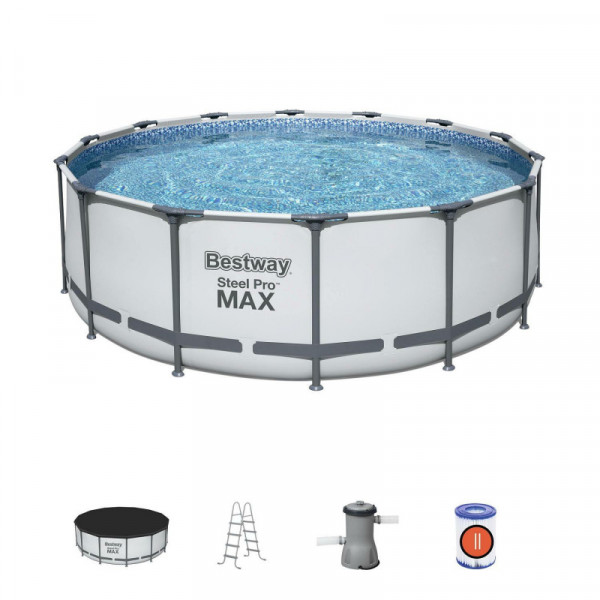 Каркасный бассейн Bestway Steel Pro Max 427х122см, 15232л, фил.-насос 3028л/ч, лестница, тент
