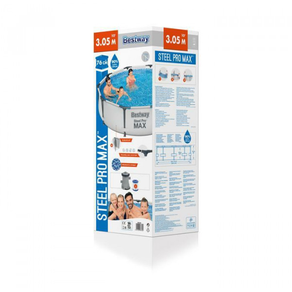 Каркасный бассейн Bestway Steel Pro Max 305х76см, 4678л, фил.-насос 1249л/ч (56408 BW)