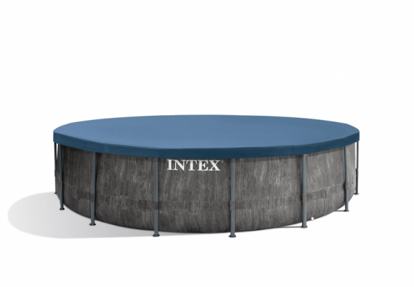 Каркасный бассейн Intex Prism Frame 457х122см "Greywood" 16805л, фил.-насос 3785л\ч, лестница