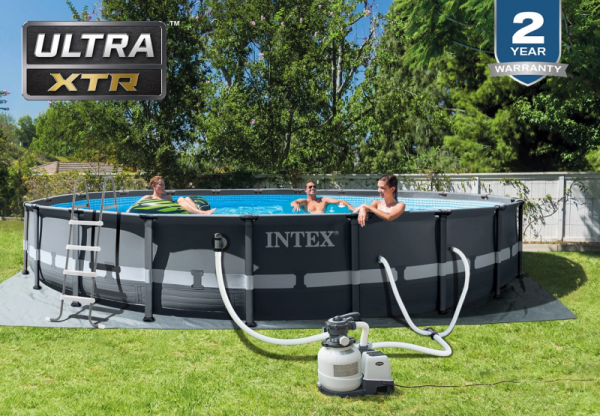 Каркасный бассейн Intex Ultra XTR Frame 610х122см, 30079л, песч.фил.-нас. 7900л\ч, лестница, тент, подстилка