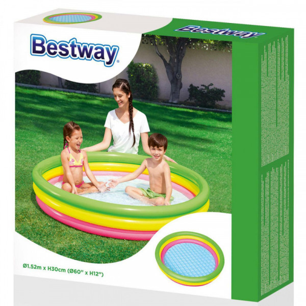 Детский надувной бассейн Bestway 152х30см "Лето" с надувным дном, 211л, от 2 лет