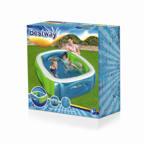Детский надувной бассейн Bestway 168х168х56см с окошками, 565л, от 6 лет
