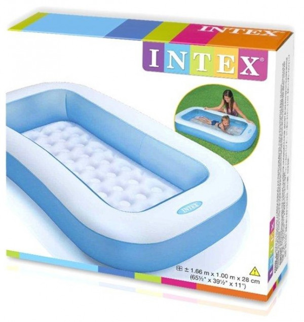 Детский надувной бассейн Intex 166х100х25см, с надувным дном, 90л, от 2 лет