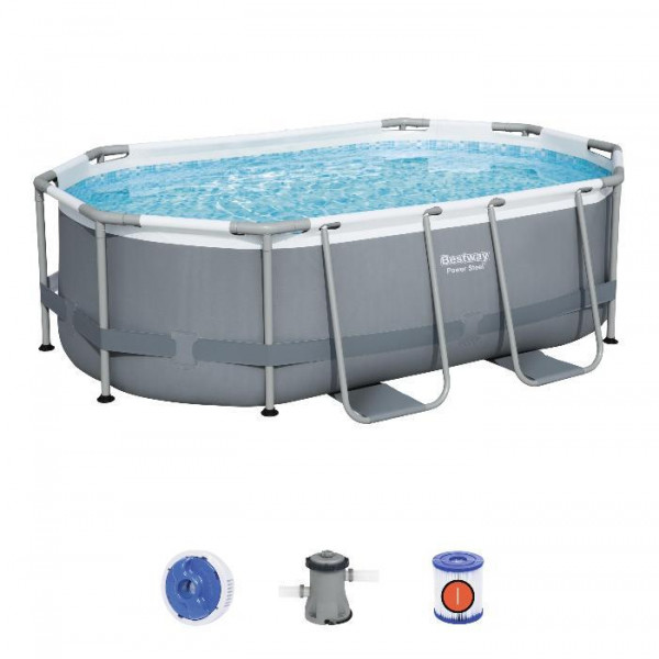 Каркасный бассейн Bestway Power Steel 305х200х84см, 3668л, фил.-насос 1249л/ч, попл.-дозатор (5614A BW)