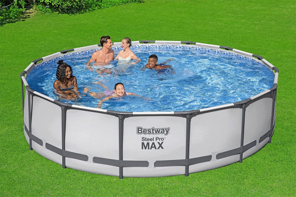 Каркасный бассейн Bestway Steel Pro Max 396х122см, 12690л, фил.-насос 3028л/ч, лестница, тент 5618W BW)