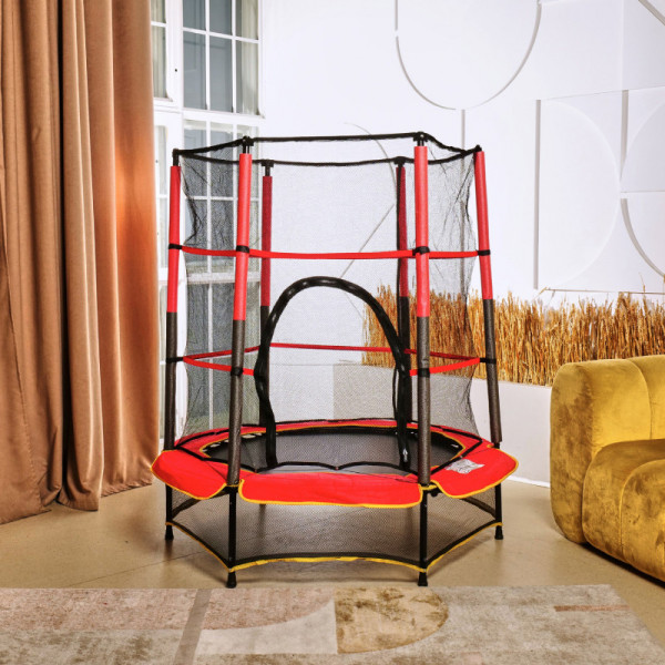 Батут DFC TRAMPOLINE-RED 55 дюймов с сеткой