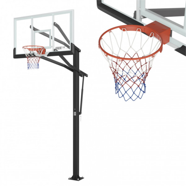 Баскетбольная стойка стационарная UNIX Line B-Stand-TG PRO 72"x42" R45 H230-305 см