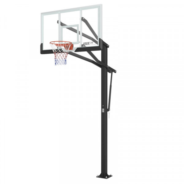 Баскетбольная стойка стационарная UNIX Line B-Stand-TG PRO 72"x42" R45 H230-305 см